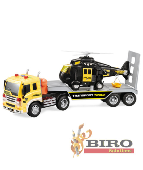 Transportator auto cu inerție 1:16 cu elicopter (lumini,sunete)